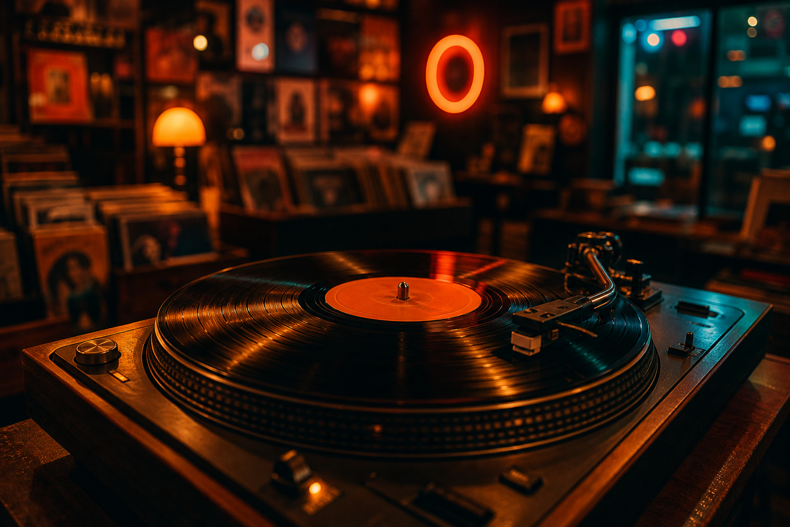 Pikapta dönen vinyl plak